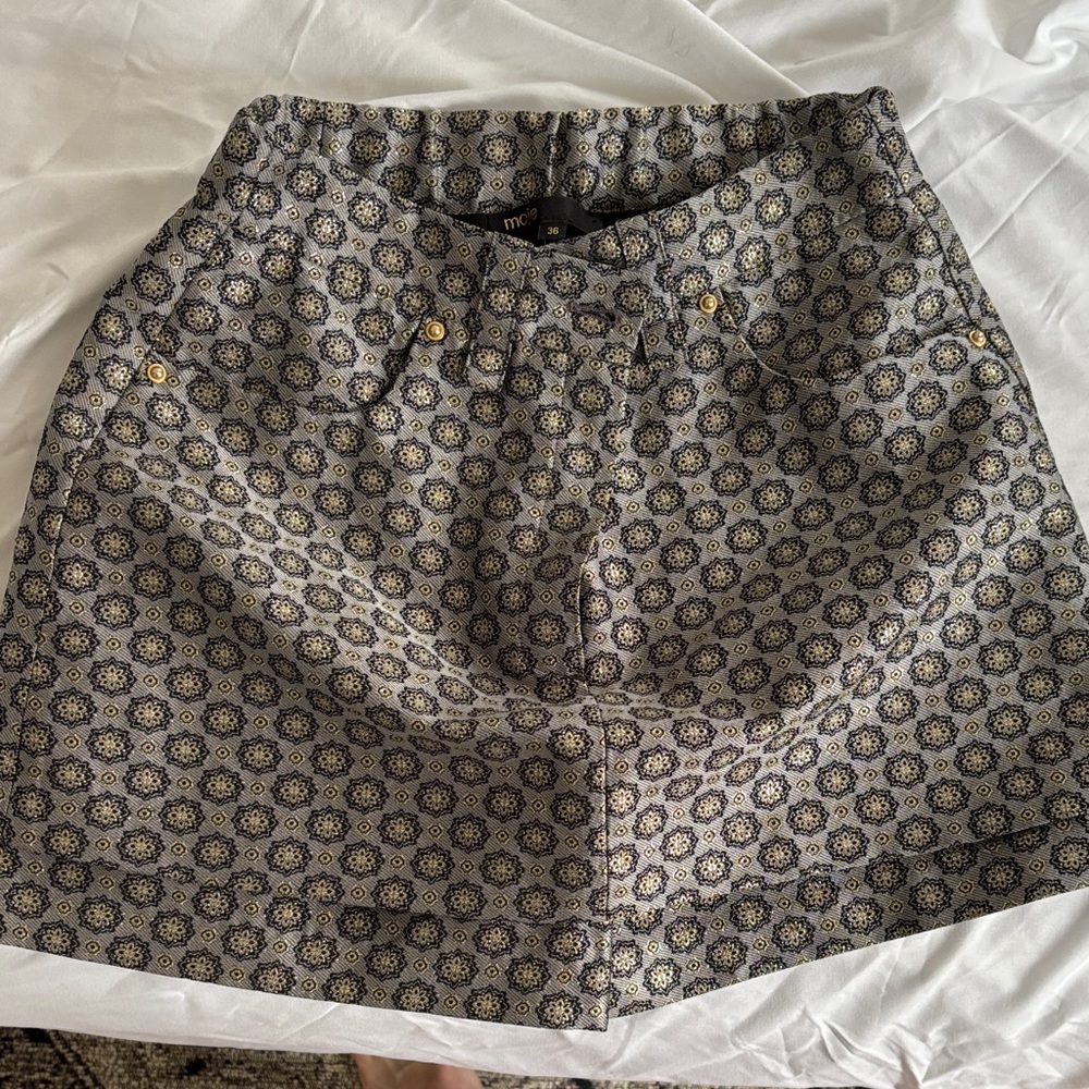 Maje Black and Gold Geometric Shorts